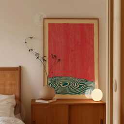 Red Abstract Wall Art Poster - Modern Minimalist Print Textured Graphic Landscape Illustration - thumbnail 2