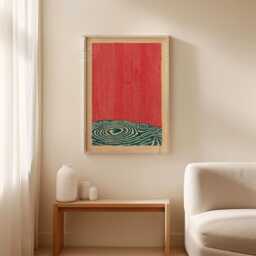 Red Abstract Wall Art Poster - Modern Minimalist Print Textured Graphic Landscape Illustration - thumbnail 3