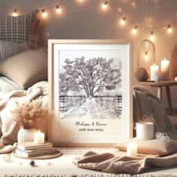 Personalised Wedding Venue Sketch - Custom Illustration From Photo With Names & Date Unique Gift Idea Anniversary - thumbnail 3