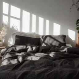 Charcoal Linen Duvet Cover Soft 1 Medium Weight Cover Breathable Stonewashed Comfort - thumbnail 3