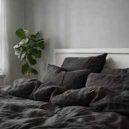 Charcoal Linen Duvet Cover Soft 1 Medium Weight Cover Breathable Stonewashed Comfort - thumbnail 4