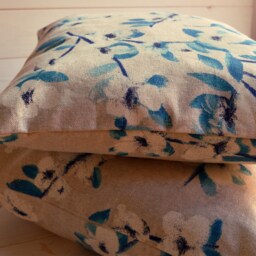 Decorative Flowers Pillow, Modern Design, Throw Furniture Cushion, Blue Light Blue, Flower Spring - thumbnail 4