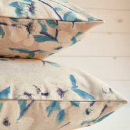 Decorative Flowers Pillow, Modern Design, Throw Furniture Cushion, Blue Light Blue, Flower Spring - thumbnail 3