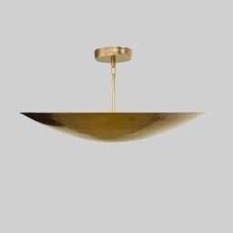 Mid Century Modern Flush Mount Light - 6 Brass Sputnik Chandelier Ceiling Fixture Handmade Raw Pendant - thumbnail 2