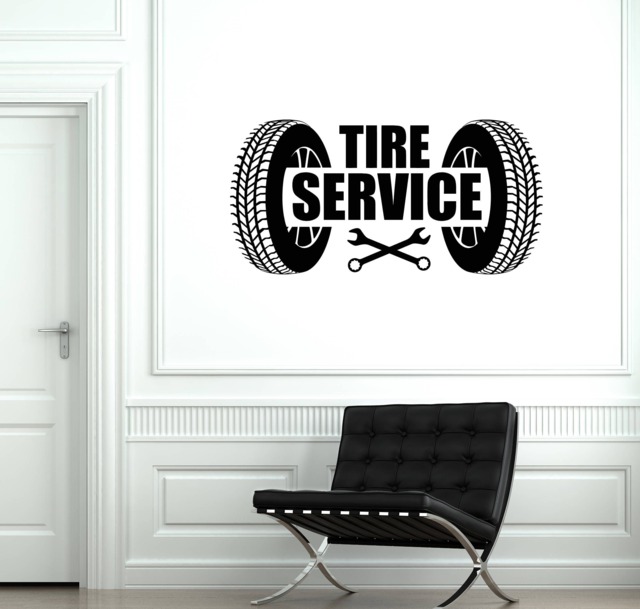 Tire Service Sign Car Repair Shop Window Art Decoration Fitting Garage Decor Sticker Wall Vinyl Decal Mural - #2712Di - image 1