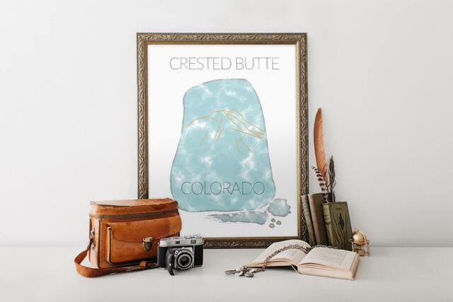 Crested Butte Colorado Ski Trail Map Print Canvas. Map. Watercolor Print. Map. Ski Colorado Art. Art - image 1