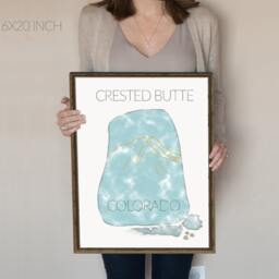 Crested Butte Colorado Ski Trail Map Print Canvas. Map. Watercolor Print. Map. Ski Colorado Art. Art - thumbnail 2