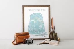 Crested Butte Colorado Ski Trail Map Print Canvas. Map. Watercolor Print. Map. Ski Colorado Art. Art - thumbnail 1