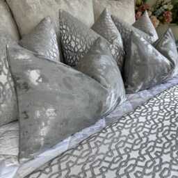 "White - Silver Cushion Cover, Modern Luxury Bedroom Rectangle Bolster , Decorative Lumbar Pillow Cover 12"" X 20" - thumbnail 4
