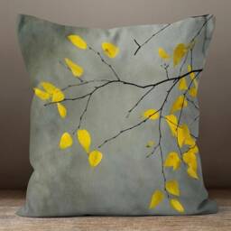 Yellow, Grey Floral Cushion Cover/Flower Throw Pillow Case/Modern Garden Cover/Digital Printed Housewarming Gift - thumbnail 2