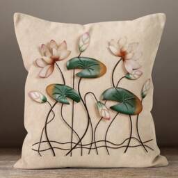 Yellow, Grey Floral Cushion Cover/Flower Throw Pillow Case/Modern Garden Cover/Digital Printed Housewarming Gift - thumbnail 3