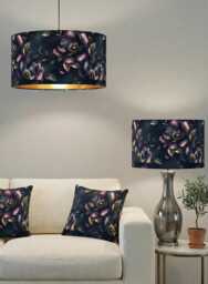 Handmade By Order Purple Rose Floral Plant Print On Velvet Drum Lamp Shade Pendant Light All Shapes & Sizes Available