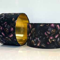Handmade By Order Purple Rose Floral Plant Print On Velvet Drum Lamp Shade Pendant Light All Shapes & Sizes Available - thumbnail 3