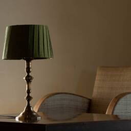 Green Pleated Linen Lampshade, Table Lamp With Boho Lampshade - thumbnail 3