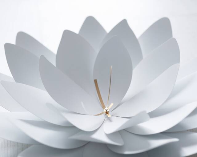 Lotus Flower Wall Clock, Modern 3D Art, White Floral Decor - image 1