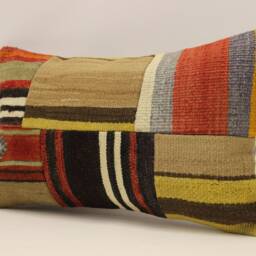 Lumbar Pillow, Patchwork Sofa Pillow, 12x20 in 30x50 cm, Vintage Turkish Kilim Pillow, Home Cushion Cover Boho Pillow Koef-882 - thumbnail 3