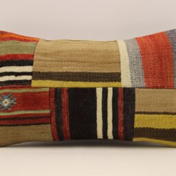 Lumbar Pillow, Patchwork Sofa Pillow, 12x20 in 30x50 cm, Vintage Turkish Kilim Pillow, Home Cushion Cover Boho Pillow Koef-882 - thumbnail 2