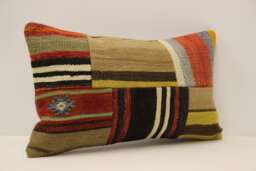 Lumbar Pillow, Patchwork Sofa Pillow, 12x20 in 30x50 cm, Vintage Turkish Kilim Pillow, Home Cushion Cover Boho Pillow Koef-882