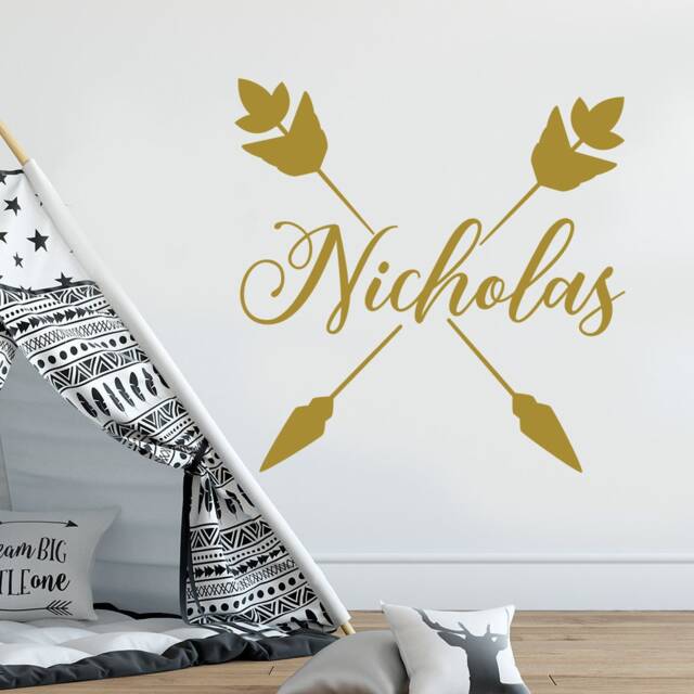 Arrow Name Wall Decal, Personalized Nursery Decal Kids, Boho Sticker Dm142 - image 1
