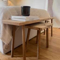 Solid Oak Hallway Bench, Narrow Wooden Shoe Seat, Handmade Minimalist Bedroom Furniture Made To Your Size - thumbnail 2