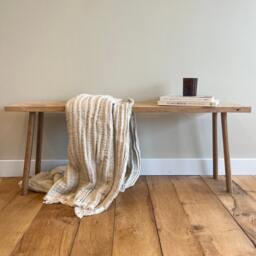 Solid Oak Hallway Bench, Narrow Wooden Shoe Seat, Handmade Minimalist Bedroom Furniture Made To Your Size - thumbnail 3