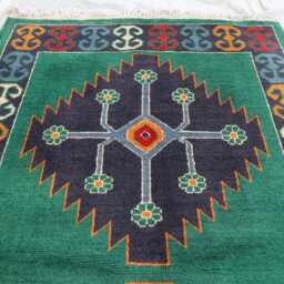 3x8 Ft Afghan Kazak Green Runner Rug - Luxury Brand New Medallion Turkish Area Rug, Beautiful Living Room - thumbnail 3