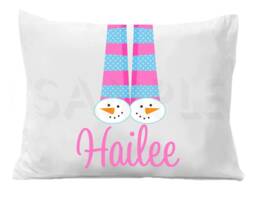 Personalized Snowman Pillow Case, Kids Bedding - thumbnail 1