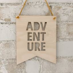 Adventure Wall Hanging - Nursery/Play Room Decor Wooden Bunting Flag Laser Engraved UK - thumbnail 3