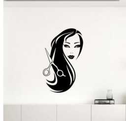 Hairstyle Beauty Salon Wall Decal Sticker Vinyl Scissors Woman Girl Spa Studio Hair Removable Art Decor - 8Hsl - thumbnail 1