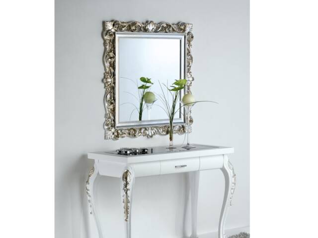 Classic Baroque Silver Leaf Wall Mirror, Made in Italy, Antique Style Italian Gold Mirror - image 1