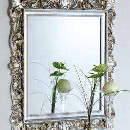 Classic Baroque Silver Leaf Wall Mirror, Made in Italy, Antique Style Italian Gold Mirror - thumbnail 2