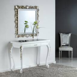 Classic Baroque Silver Leaf Wall Mirror, Made in Italy, Antique Style Italian Gold Mirror - thumbnail 3