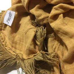 Organic Muslin Baby Swaddle Blanket Mustard Cotton Fringe - thumbnail 2