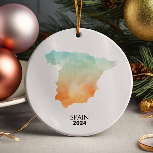 Spain Personalised Christmas Tree Ornament Decoration Gift Present Xmas Bauble Festive Decor Holiday Custom - image 1