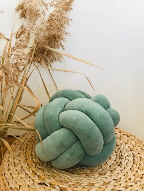 Sage Green Knot Cushion, Scandinavian Minimalist Design Reversible Pillow 2In1 - image 1