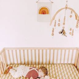 Mustard Baby Bedding Scallop Rainbow Mini Crib Sheet, Changing Pad Cover - thumbnail 3