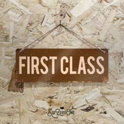 First Class Metal Sign Landscape - Various Colours, Any Location, Vintage Worn Rusty Look Print Classy Chic Family Train Station Steam - thumbnail 2