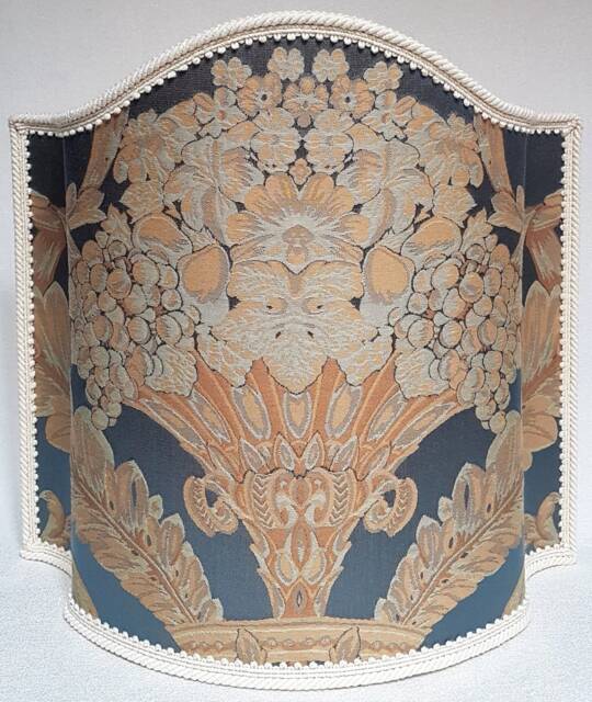 Venetian Lamp Shade Blue Silk Damask Rubelli Labuan Pattern Half Lampshade - Handmade in Italy - image 1