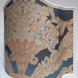 Venetian Lamp Shade Blue Silk Damask Rubelli Labuan Pattern Half Lampshade - Handmade in Italy - thumbnail 3