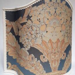 Venetian Lamp Shade Blue Silk Damask Rubelli Labuan Pattern Half Lampshade - Handmade in Italy - thumbnail 2