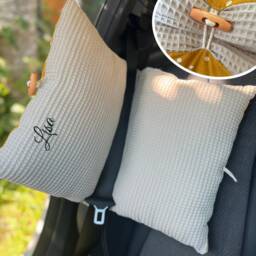 Car Pillow - Travel Seat Belt Reversible Many Colors & Patterns/Customizable - thumbnail 2