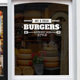 Hot & Fresh Burgers Window Sticker Burger Van Food Truck Display Caf?? Restaurant Vinyl Decal - thumbnail 2