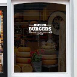 Hot & Fresh Burgers Window Sticker Burger Van Food Truck Display Caf?? Restaurant Vinyl Decal - thumbnail 3