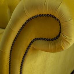 3 Seater Yellow Velvet Fabric Chesterfield Sofa, British Handmade - thumbnail 3