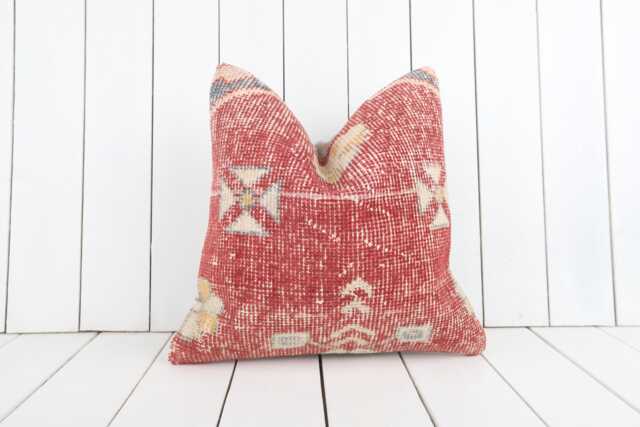 Vintage Turkish Kilim Pillow Cover - 16x16, Bohemian Decor - image 1