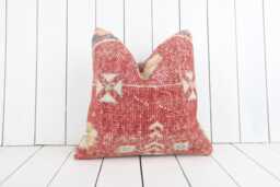 Vintage Turkish Kilim Pillow Cover - 16x16, Bohemian Decor - thumbnail 1