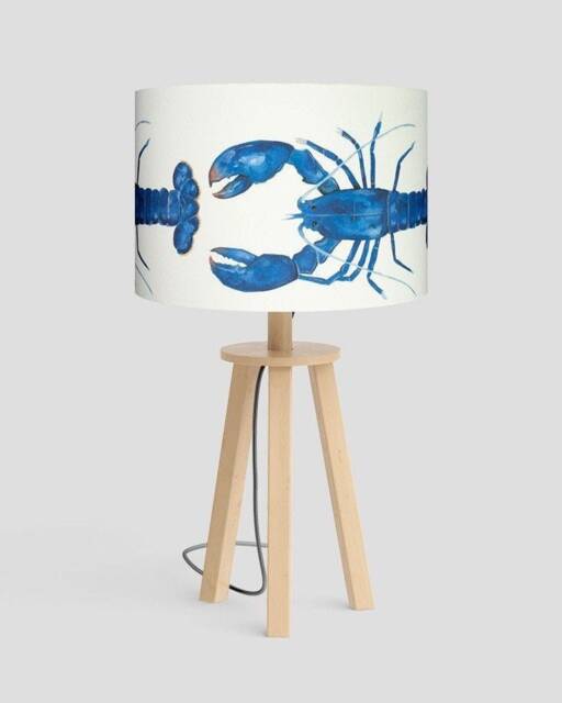 Blue Lobster Lampshade Coastal Nautical Drum Shade, Handmade in Cornwall - image 1