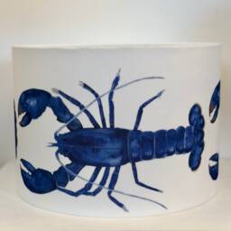 Blue Lobster Lampshade Coastal Nautical Drum Shade, Handmade in Cornwall - thumbnail 2