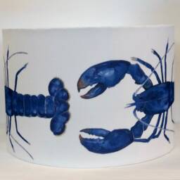 Blue Lobster Lampshade Coastal Nautical Drum Shade, Handmade in Cornwall - thumbnail 3