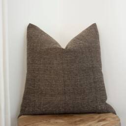 Harvey -- Brown Handwoven Pillow Cover, Textured Pillow, Moody Fall Decor, Dark Neutral Masculine - thumbnail 3